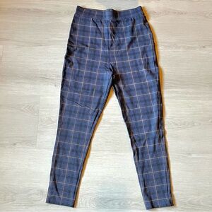 Nordstrom Women's Plaid Ponte High Waist Cropped Leggings Blue Size S